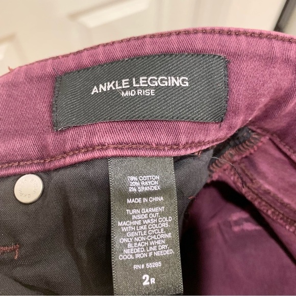 NWOT EXPRESS Maroon Lace-Up Corset Fly Denim Mid-Rise Ankle Leggings - Picture 8 of 8